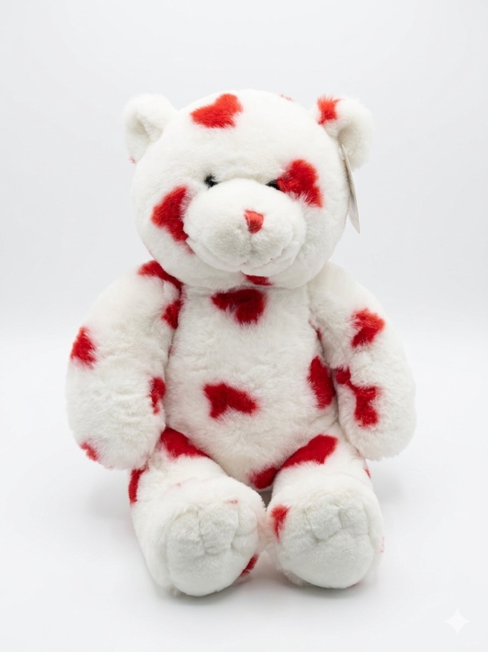 Build a Bear Hearts a Plenty Red White Bear Plush Lovey 15.5”